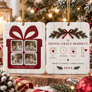 Cerámica Adorno de foto personalizado para el primer Navida