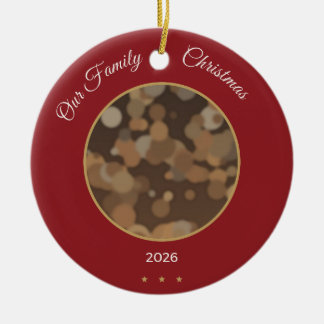 Cerámica Adorno de Foto Rojo de Navidad de Nuestra Familia