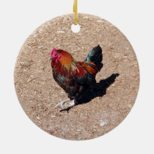 Cerámica adorno de gallo Cockerel dorado