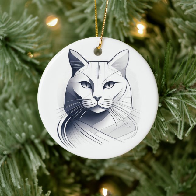 Cerámica Adorno de gato Art Deco (Árbol)