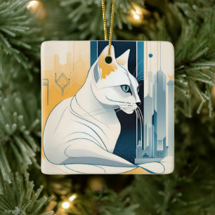 Cerámica Adorno de gato gráfico Art Deco