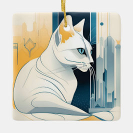 Cerámica Adorno de gato gráfico Art Deco