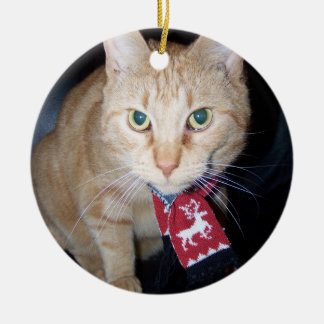 Cerámica Adorno de gato naranja de Navidad 2026 con bufanda