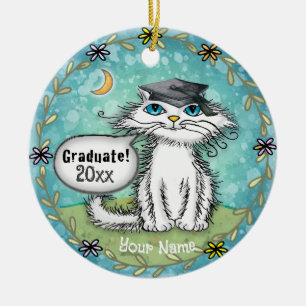 Cerámica Adorno de graduación de gato Scraggles