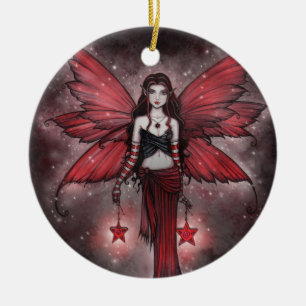 Cerámica Adorno de Hada de Navidad Rojo Hermoso