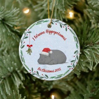 Cerámica Adorno de hipopótamo para Navidad