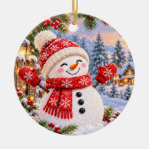 Adorno de hombre de nieve de Navidad paisaje inver
