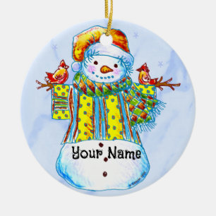 Cerámica Adorno de hombre de nieve hombre pájaro