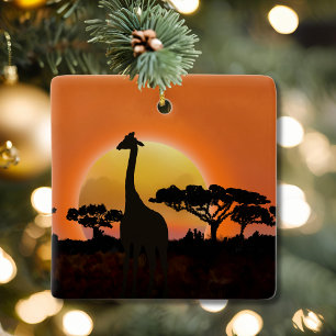 Cerámica Adorno de jirafa al atardecer Fauna silvestre de