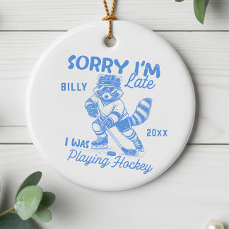 Cerámica Adorno de jugador de hockey mapache personalizado
