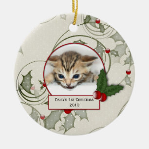 Cerámica Adorno de la 1ª Navidad del gatito