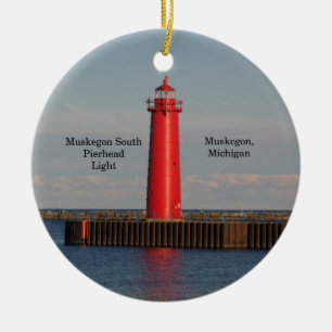 Cerámica adorno de la luz del malecón sur de Muskegon
