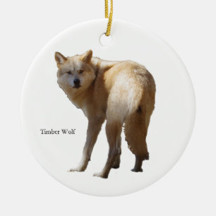 Cerámica adorno de Lobo de Madera