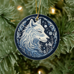 Cerámica Adorno de Lobo Nórdico