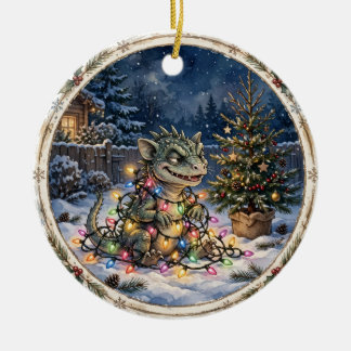 Cerámica Adorno de Luces de Navidad de Chupacabra