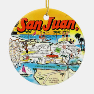 Cerámica Adorno de Mapa Antiguo de San Juan