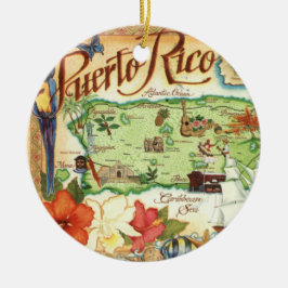 Cerámica Adorno de Mapa de Puerto Rico