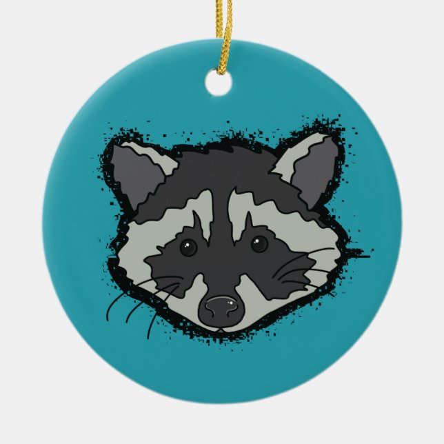 Cerámica Adorno de Mapache de Navidad (Frente)