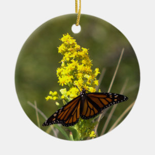 Cerámica Adorno de Mariposa con Flores Silvestres Amarillas