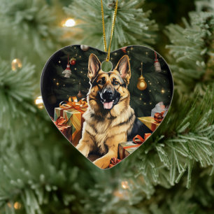 Cerámica Adorno de mascota de Navidad Pastor Alemán, Amante