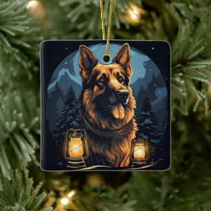 Cerámica Adorno de mascota de Navidad Pastor Alemán, Amante
