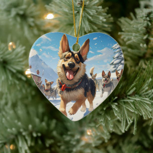 Cerámica Adorno de mascota de Navidad Pastor Alemán, Amante