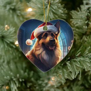 Cerámica Adorno de mascota de Navidad Pastor Alemán, Amante