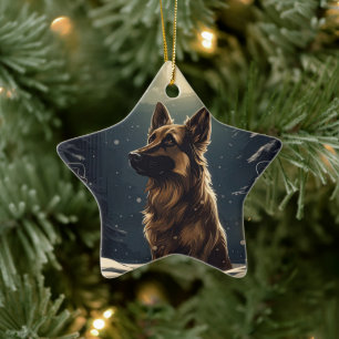Cerámica Adorno de mascota de Navidad Pastor Alemán, Amante
