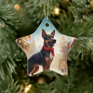 Cerámica Adorno de mascota de Navidad Pastor Alemán, Amante