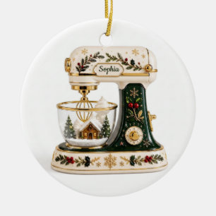 Cerámica Adorno de mezcladora de pie Baker Navidad con nomb