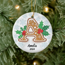 Adorno de monograma de Navidad personalizado con l