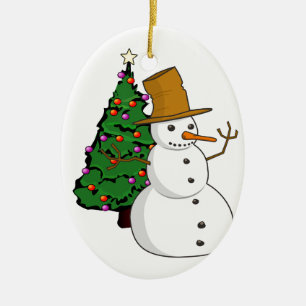 Cerámica Adorno de muñeco de nieve y árbol de Navidad