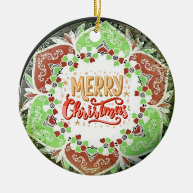 Cerámica Adorno de Navidad alegre  (Frente)