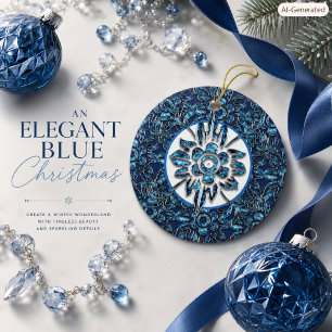 Cerámica Adorno de Navidad Azul Vintage