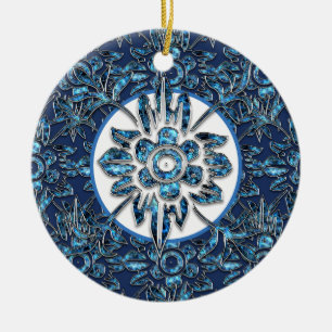 Cerámica Adorno de Navidad Azul Vintage