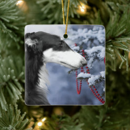 Cerámica Adorno de Navidad Borzoi