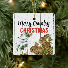 Cerámica Adorno de Navidad Campestre Alegre Añade un Nombre