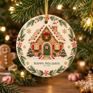 Cerámica Adorno de Navidad Casa de Pan de Jengibre