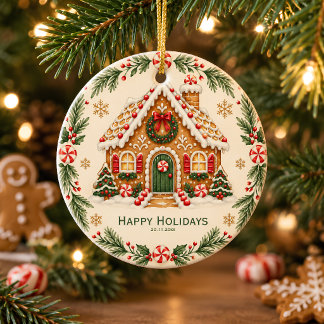 Cerámica Adorno de Navidad Casa de Pan de Jengibre