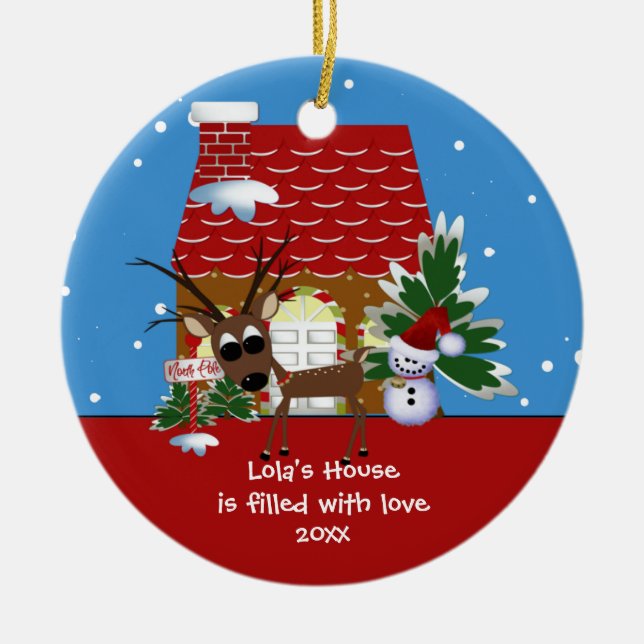 Cerámica Adorno de Navidad Casa del Amor de Lola (Frente)