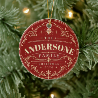 Cerámica Adorno de Navidad con Apellido Personalizado