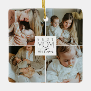 Cerámica Adorno de Navidad con Collage de Fotos para Mamá