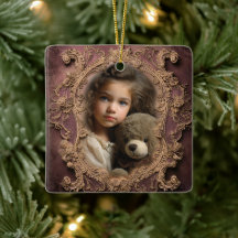Adorno de Navidad con diseño ornamentado y foto pe