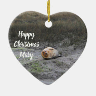 Cerámica Adorno de Navidad con Foto de Foca Personalizada