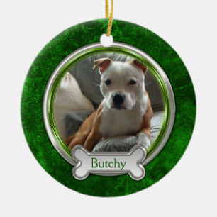 Cerámica Adorno de Navidad con Foto de Mascota de Plata Ver