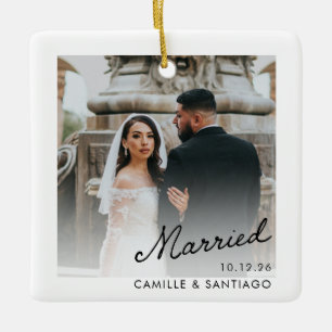 Cerámica Adorno de Navidad con foto de pareja casada modern