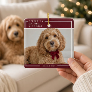Cerámica Adorno de Navidad con Foto de Perro Burgundy en la