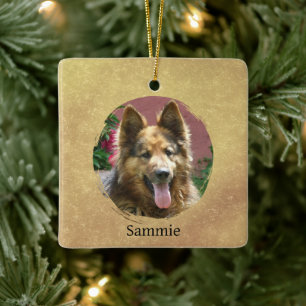Cerámica Adorno de Navidad con foto de perro dorado