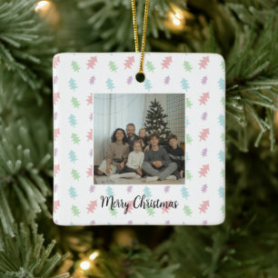 Cerámica Adorno de Navidad con Foto de Pino Retro Pastel