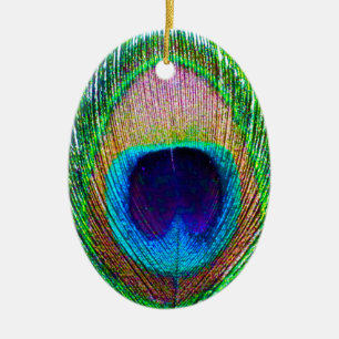 Cerámica Adorno de Navidad con foto de pluma de pavo real